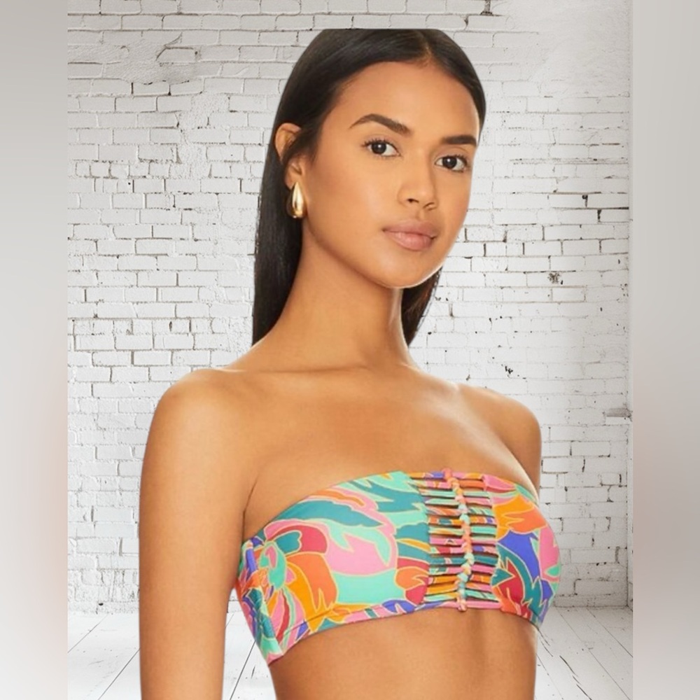 Stone Fox Swim Inez Bikini Top XS NWT | Stained Glass Print Boutique Luxe Fit